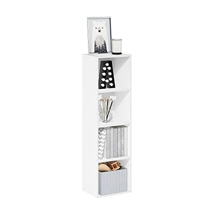 Furinno PASIR Book Shelf, 4-Tier Modern Bookshelf, Open Shelves Bookcase 9 x 12 x 42, Easy Assembly, for Living Room, Bedroom, Home Office, White - color: White, size: 4-Cube