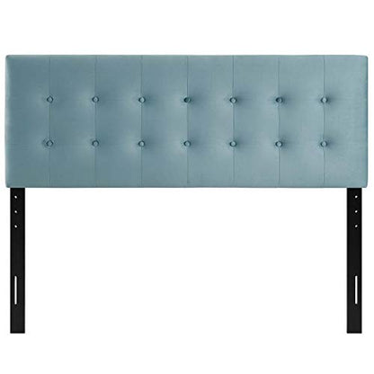 Modway Emily Queen Biscuit Tufted Performance Velvet Headboard, Light Blue - color: Light Blue, size: Queen