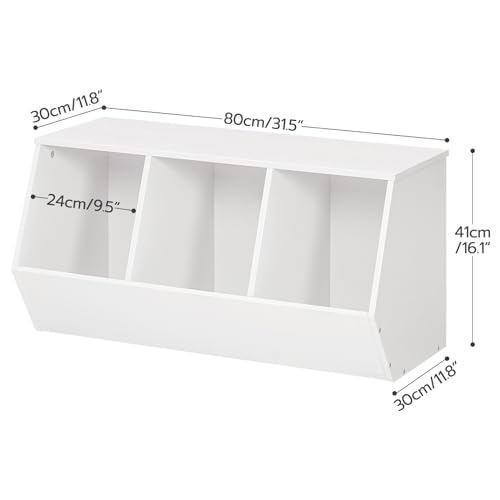 HOOBRO Toy Storage Cubby, Kids Bookshelf, Stackable 3-Bin Toy Storage Cabinet, Bookcase Footboard, Children's Toy Shelf, Hallway, White WT30CW01 - color: White
