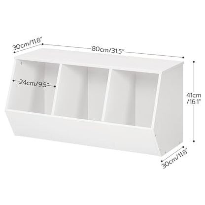 HOOBRO Toy Storage Cubby, Kids Bookshelf, Stackable 3-Bin Toy Storage Cabinet, Bookcase Footboard, Children's Toy Shelf, Hallway, White WT30CW01 - color: White