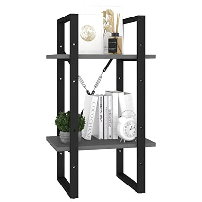 Industrial Gray 2-Tier Book Cabinet, 15.7x11.8x27.6 Inch Small Bookshelf, Engineered Wood Bookcase for Home Office - color: Grey, size: 1 & 27.6"