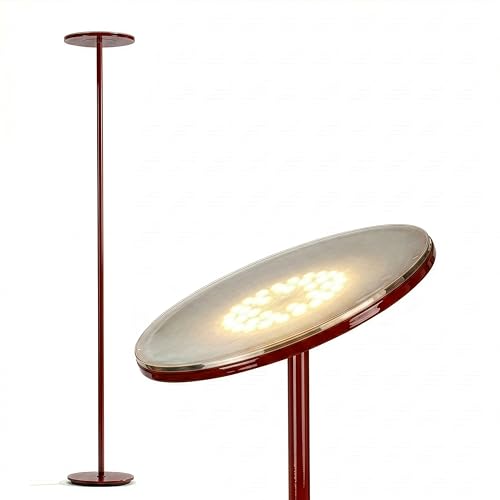 Brightech Sky LED Floor lamp, Torchiere Super Bright Floor Lamp for Living Room Decor & Office - Dimmable, Tall Standing Lamp with Warm Light for Bedroom & Reading - Red - color: Red