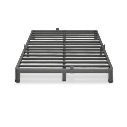 VIPSHOW 4 Inch Queen Bed Frame with Round Corners No Box Spring Needed | 3500lbs Heavy Duty, 4 mattress stoppers, Noise-free, Easy assembly & anti-slip rubber covers, Kid & pet friendly - size: Queen, style: 4 Inch