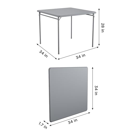 COSCO 34" Square Vinyl Tabletop Folding Table, Gray - color: Grey