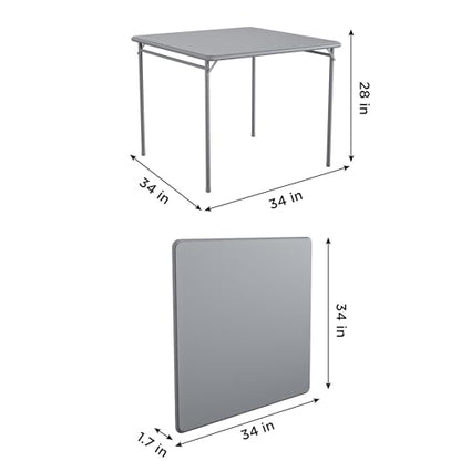 COSCO 34" Square Vinyl Tabletop Folding Table, Gray - color: Grey
