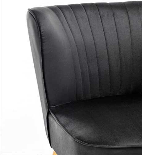 Container Furniture Direct Modern Velvet Accent Chair for Living Room, Bedroom, or Entryway, Stylish and Comfortable Armless Design with Metal Legs, Black - color: Black