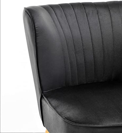 Container Furniture Direct Modern Velvet Accent Chair for Living Room, Bedroom, or Entryway, Stylish and Comfortable Armless Design with Metal Legs, Black - color: Black