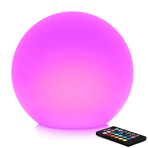 Mr.Go 12-inch Rechargeable LED Ball Light, RGB Color-Changing Globe Orb Lamp w/Remote, Home Kids Room Bedroom Bar Table Patio Pool Party Dimmable Sphere Nightlight Relax Mood Lighting Decoration - color: Ball 12"