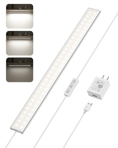 ASOKO 16 Inch Under Counter Light 4500K Plug in Desk Closet Lamp | ASOKO 16" Under Cabinet LED Light, Dimmable 4500K Plug in Closet Counter Light with Memory, Kitchen Desk - color: Daylight White, size: 16Inch-Standard