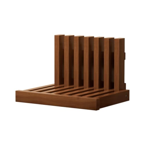 Folding Wall Table Wooden Hanging Wall Mounted Shoe Bench Ventilated Hidden Flip Down Seat Multi-Functional Floating Bedside Table - color: Walnut