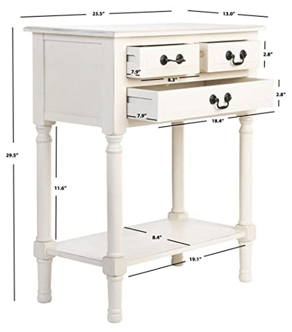 SAFAVIEH Furniture - Primrose 3-Drawer Console Table - Distressed White - Solid Wood - Farmhouse Classic Design - Ideal for Entryway, Living Room, Hallway, 23.5" W x 13" D x 29.5" H (CNS5707A) - color: Distressed White