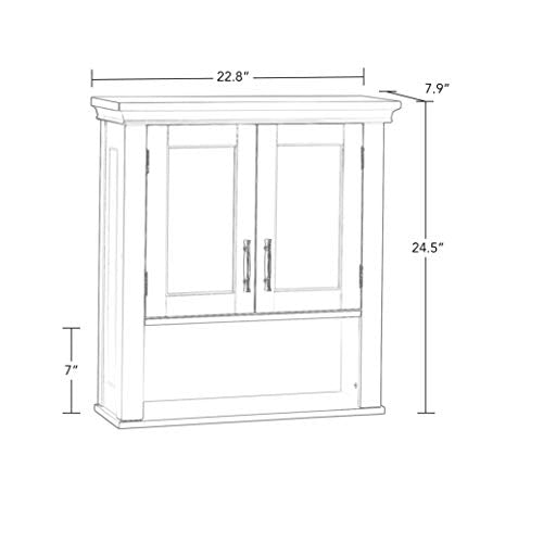 RiverRidge Somerset Two-Door Bathroom Wall Mount Medicine Cabinet, White | Open Display Shelf, Adjustable Interior Shelf, Two-Tone Handles, Space-Saving, Laundry Storage - color: White