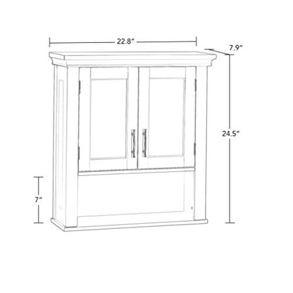 RiverRidge Somerset Two-Door Bathroom Wall Mount Medicine Cabinet, White | Open Display Shelf, Adjustable Interior Shelf, Two-Tone Handles, Space-Saving, Laundry Storage - color: White