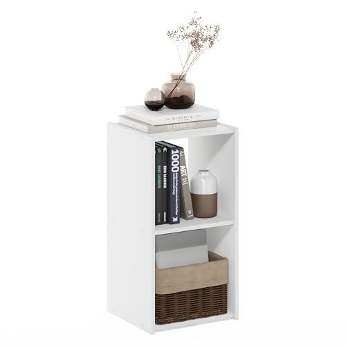 Furinno Pelli Cubic Storage Cabinet, 2x1, White | 12.2 x 11.6 x 24.2, Open & Closed Back Cubes, Storage Organizer Cabinet, for Living Room, Bedroom, Home Office - color: White, size: 2-Cube