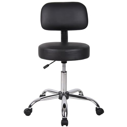 Boss Office Products B245-BK Be Well Medical Spa Stool with Back, Black - color: Black, style: With Back Cushion