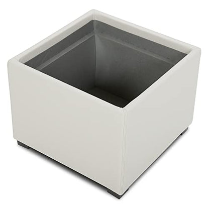 CHITA Storage Ottoman Cube with Tray Lid, Small Footstool with Storage, Square End Table for Living Room and Bedroom, Faux Leather in Light Gray - color: Light Gray