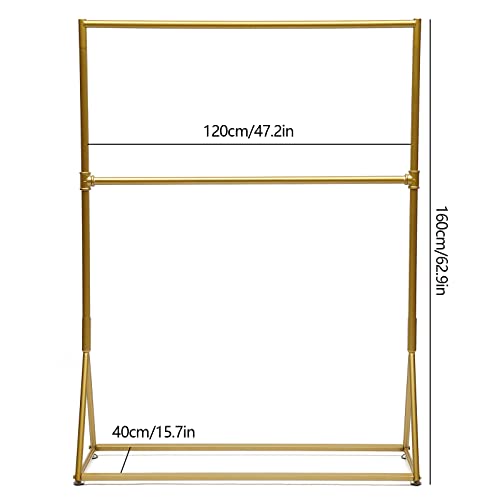 Heavy Duty Clothes Rack,Gold Garment Rack,Clothes Rack with Double Hanging Rod for Bedroom, Hall, Clothes Store and Boutique