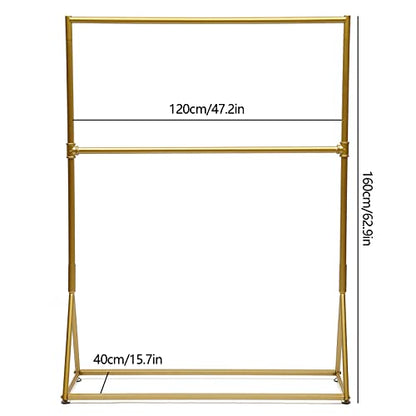 Heavy Duty Clothes Rack,Gold Garment Rack,Clothes Rack with Double Hanging Rod for Bedroom, Hall, Clothes Store and Boutique