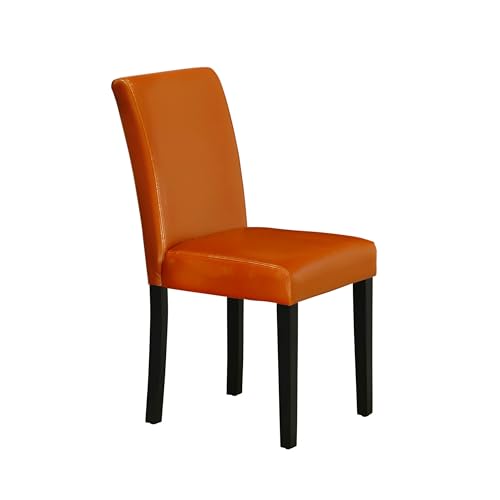 East West Furniture ABP1T61 Abbott Parson Dining Chairs - Baked Bean Faux Leather Upholstered Chairs, Set of 2, Black - color: Abp1t61