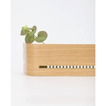 Key Holder Wall Mount with Shelf | 17 inch | Oak | 5 Retractable Hooks | Minimalist | Space-Saving | Modern Wall Coat Hooks | Wooden Key Rack for Entryway & Hallway - color: Oak