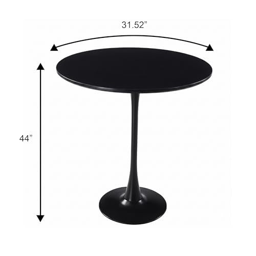 LeisureMod Bristol Collection 31-Inch MDF Round Bar Height Table, Black | Modern, Top, Pub, Pedestal Base, Bistro Cocktail Table, Kitchen, Dining Room, Cafe, Restaurant, Home Bar - color: Black, size: 31" Wide
