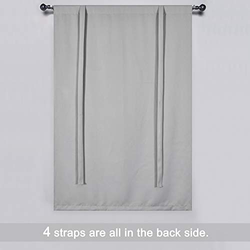 45 Inch Length Balloon Shades Room Darkening Curtain - Adjustable Thermal Insulated Tie Up Curtain Panel for Kitchen (Light Grey,34 W by 45 L,1 Panel) - color: Light Grey, size: 34"W x 45"H