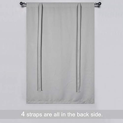 45 Inch Length Balloon Shades Room Darkening Curtain - Adjustable Thermal Insulated Tie Up Curtain Panel for Kitchen (Light Grey,34 W by 45 L,1 Panel) - color: Light Grey, size: 34"W x 45"H