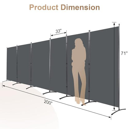 Room Divider-Folding Privacy Screens, 6 ft Partition Room Dividers Wall for Separation, Home, Office, Classroom, Studio (Grey, 6 Panel) - color: Grey, size: 6 Panel
