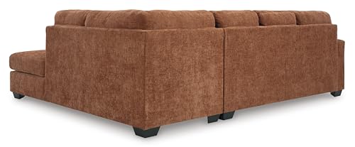 Signature Design by Ashley Aviemore L-Shaped Sectional Couch | Cozy 100% polyester chenille fabric, Sag-resistant platform foundation, Spacious L-shaped layout, Casual contemporary style - color: Spice, style: Right 2 Piece Sectional With Chaise