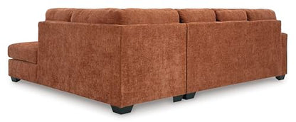 Signature Design by Ashley Aviemore L-Shaped Sectional Couch | Cozy 100% polyester chenille fabric, Sag-resistant platform foundation, Spacious L-shaped layout, Casual contemporary style - color: Spice, style: Right 2 Piece Sectional With Chaise