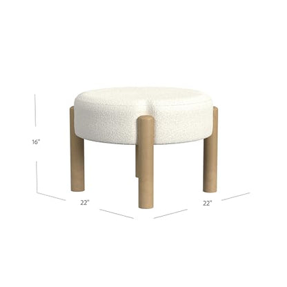 HomePop Luna 22" Round Ottoman - Cream Boucle - color: Cream Boucle, size: 22"D x 22"W x 16"H