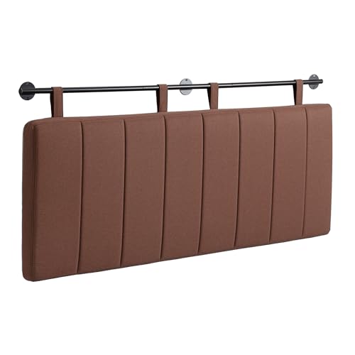 Queen Headboard Only, Wall Mounted Hanging Upholstered Bed Head Board | Modern Vertical Channel Design of Fine Linen, Elegant Brown Fluted Headboard for Bedroom (Brown, Queen Size) - color: Linen/Brown, size: Queen