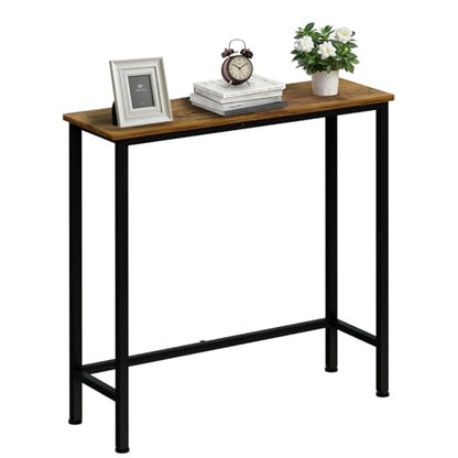 Narrow Console Table, 29.5" Small Entryway Table, Thin Hallway Tables, Slim Sofa Side Tables for Hallway, Living Room, Bedroom, Foyer, Retro Brown - color: Retro Brown