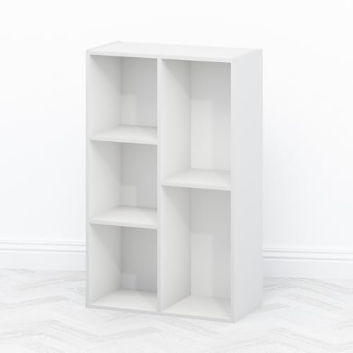 Furinno TOMI TV Stand, 5-Cube Entertainment Center with Open Shelf, Reversible TV Console, for Living Room, Bedroom, Home Office, White - color: White, size: 5-Cube, Wooden Frame