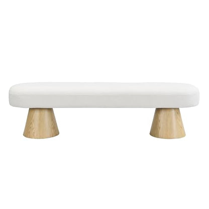 64" Upholstered Dining Bench Boucle Ottoman, End of Bed Entryway Benches, Modern Dining Bench Shoe Stool for Indoor Bedroom Living Dining Room 300 LBS Weight Capacity (64" Beige) - color: 64" Beige