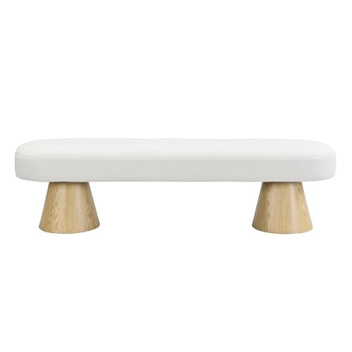 Christopher Knight Home Manila 64" Oval Dining Bench, Boucle Ottoman Bench, Large Dining Chair, Entryway Bench, Comfort Long Footstool for Living Room Dining Room, No Assembly Needed, Beige - color: Beige/64"