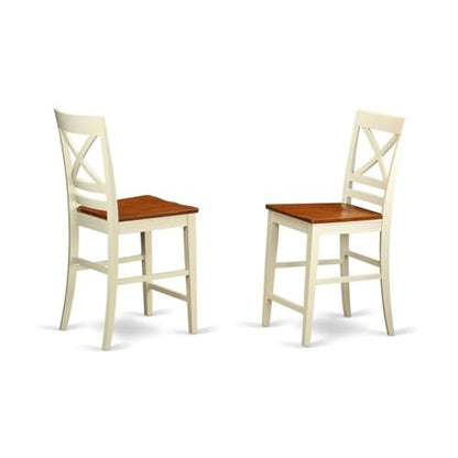 East West Furniture JAQU3-WHI-W 3 Piece Counter Height Dining Table Set Contains a Round Wooden Table with Pedestal and 2 Kitchen Dining Chairs, 36x36 Inch, Buttermilk & Cherry - color: Jaqu3-whi-w