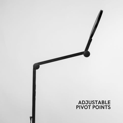 LUME CUBE Edge 2.0 LED Desk Lamp | Dimmable Home Office Desk Light with USB Charging Port & Strong Swing Arm | Adjustable Color Temperature and Brightness | Circle Webcam Light - Black - size: Black - Single