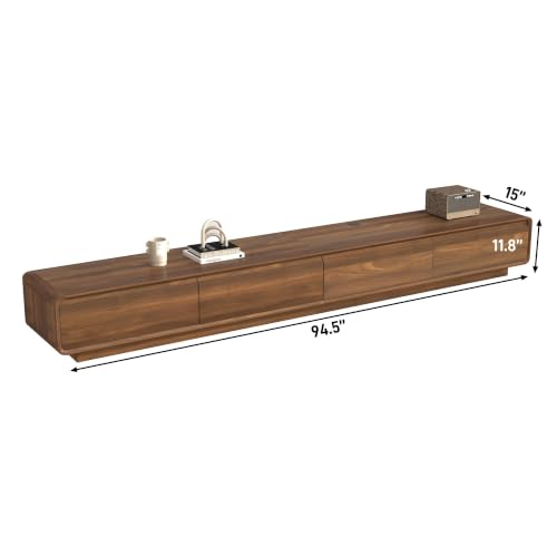 chartustriable 94.5" Minimalist Floating TV Stand for TVs up to 100 Inches, Modern Wall Mounted Media Console with 2 Drawers, Entertainment Center for Living Room, Brown - color: Brown, size: 94.5 Inch