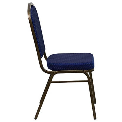 Flash Furniture Hercules Crown Back Stackable Banquet Chair, Navy Blue | Gold Vein Frame, Fabric Upholstery - color: Navy Blue Patterned Fabric/Gold Vein Frame, size: Set of 1