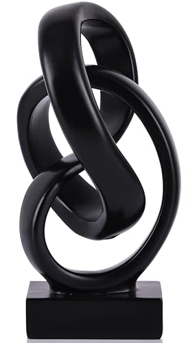 Modern Abstract Knot Sculpture, Artistic Mobius Inspired Resin Decor, Elegant Home and Office Decor, Perfect for Shelves, Desktops, and Mantles, Ideal Gift for Birthdays, Housewarmings (Black) - color: Black