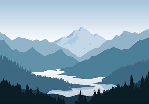 Jdayda Modern Mountain Wallpaper Natural Landscape Woodland Lake | 170"x120" Not Self-Adhesive Wall Mural for Bedroom Living Room - color: MURAL-0057, size: 170" x 120"