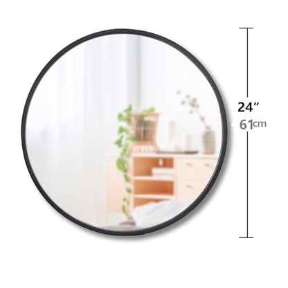 ZENY 24 Inch Round Wall Mirror, Black Frame Bathroom Mirror for Wall, Large Circle Vanity Mirror Wall Mounted - size: 24"L x 24"W