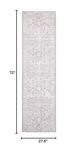 SAFAVIEH Reflection Collection Runner Rug - 2'3" x 6', Light Grey & Cream, Non-Shedding & Easy Cleaning, Ideal for Living Room, Bedroom (RFT665C) - color: Light Grey/Cream, size: 2'3" x 6' (Runner)