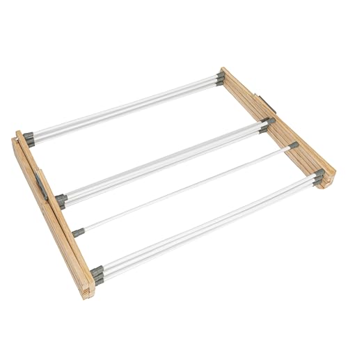 Household Essentials X-Frame Clothes Drying Rack, Stabile Wood Frame with Slanted Feet, Smooth Vinyl Wrapped Rods, 23.8 Feet of Hanging Space, Ready to Assemble, Flat Top, Natural - color: Natural/White Pine