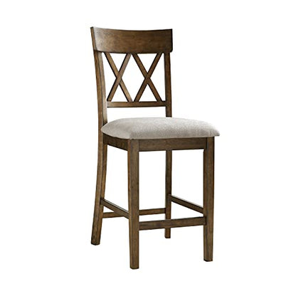 Lexicon Baronscourt Counter Stools Set of 2 - Upholstered Stool Padded Seat Height 25.5", Cross Back Counter Height Kitchen Chairs, Sturdy Solid Wood Frame, Footrest, Easy Assembly, Light Oak - color: Light Oak, style: Cross Back Chair (2)
