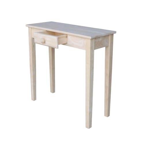 IC International Concepts, Rectangular Hall Table W/Drawer , Solid Real Wood, Sturdy Parawood, 30"W x 12"D x 29"H , DIY, Paint/Stain Ready, Unfinished