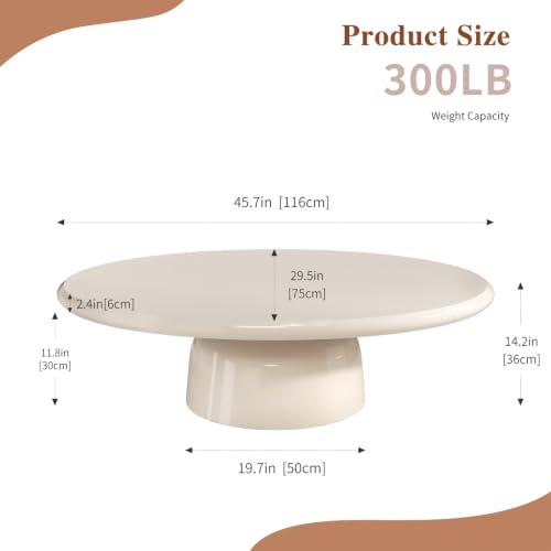 Handmade Round Pedestal Coffee Table (A) | Modern White Round Pedestal Coffee Table, Minimalist Circle Center Table for Living Room & Apartment - size: A