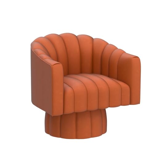 Dewhut Swivel Accent Chair, Barrel Accent Chair, Velvet, Orange | Velvet Upholstered Round Arm Chair with 360° Swivel Base, Mid Century Modern Living Room Chair, Easy Setup - color: Orange