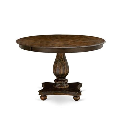 FE2-07-TP Ferris Dining Table - a Round Wooden Table Top with Pedestal Base, 48x48 Inch, Distressed Jacobean - color: Fe2-07-tp, size: 48x48 Inch